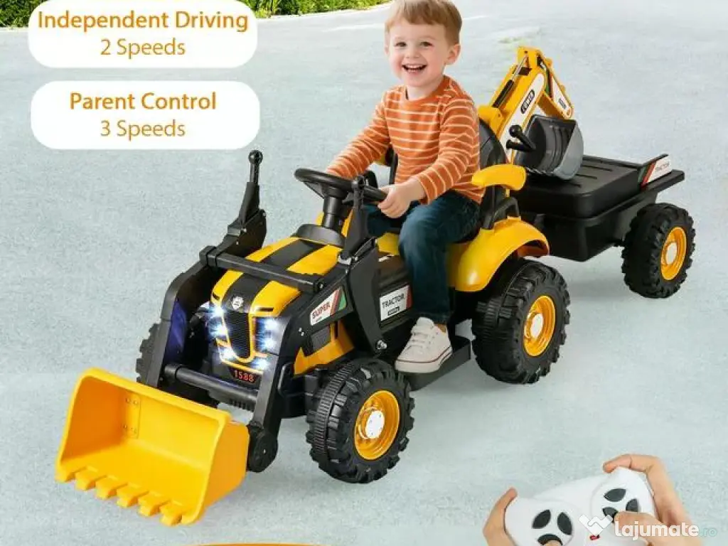Tractoras electric pentru copii Kinderauto BJEJ1588E 2x35W, 12V Yellow 