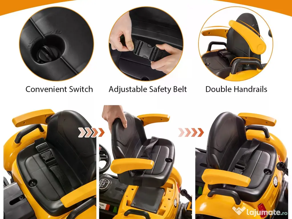 Tractoras electric pentru copii Kinderauto BJEJ1588E 2x35W, 12V Yellow 