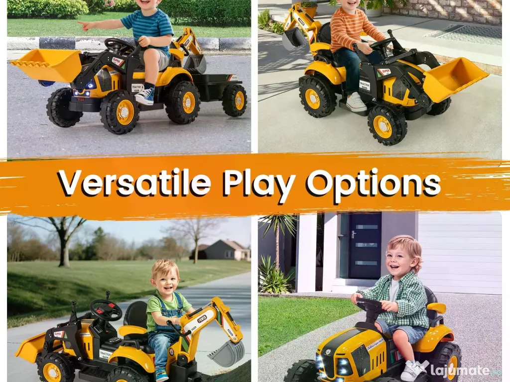 Tractoras electric pentru copii Kinderauto BJEJ1588E 2x35W, 12V Yellow 