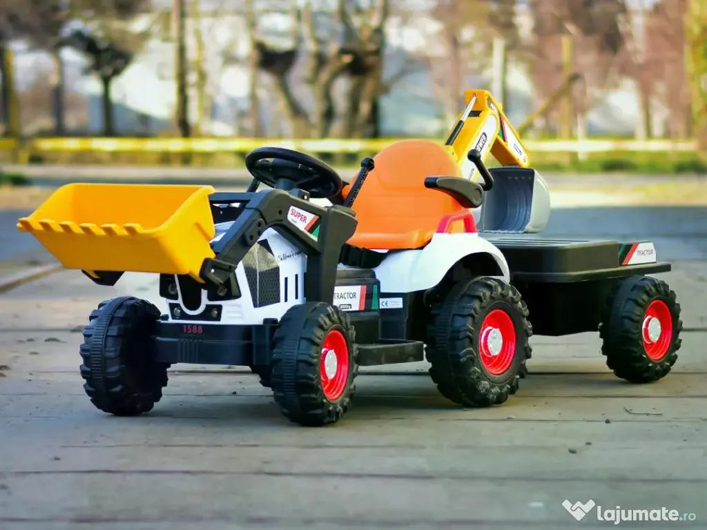 Tractoras electric pentru copii Kinderauto BJEJ1588E 2x35W, 12V White 