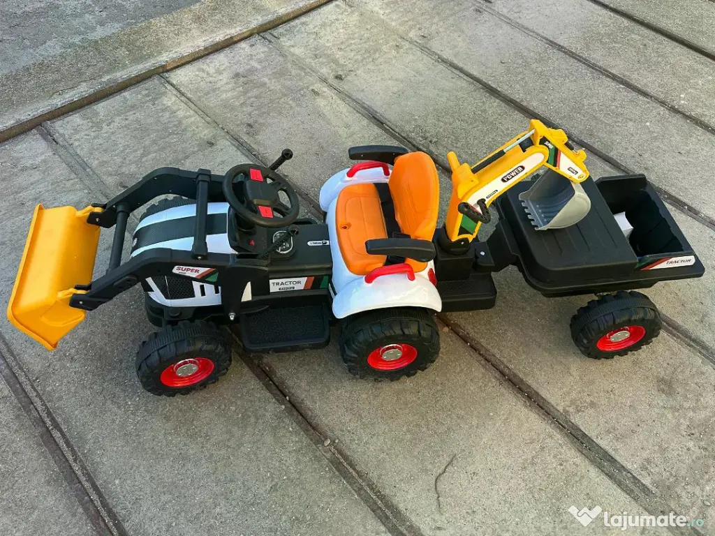 Tractoras electric pentru copii Kinderauto BJEJ1588E 2x35W, 12V White 