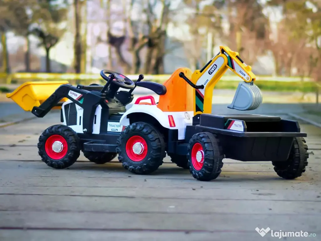 Tractoras electric pentru copii Kinderauto BJEJ1588E 2x35W, 12V White 