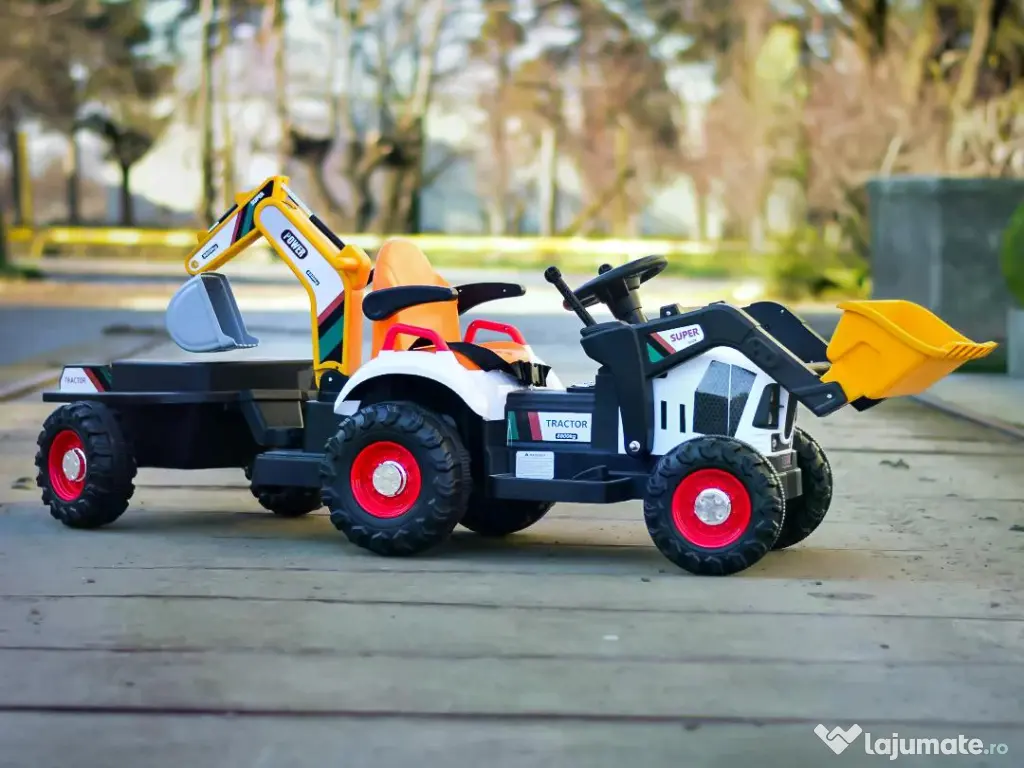 Tractoras electric pentru copii Kinderauto BJEJ1588E 2x35W, 12V White 