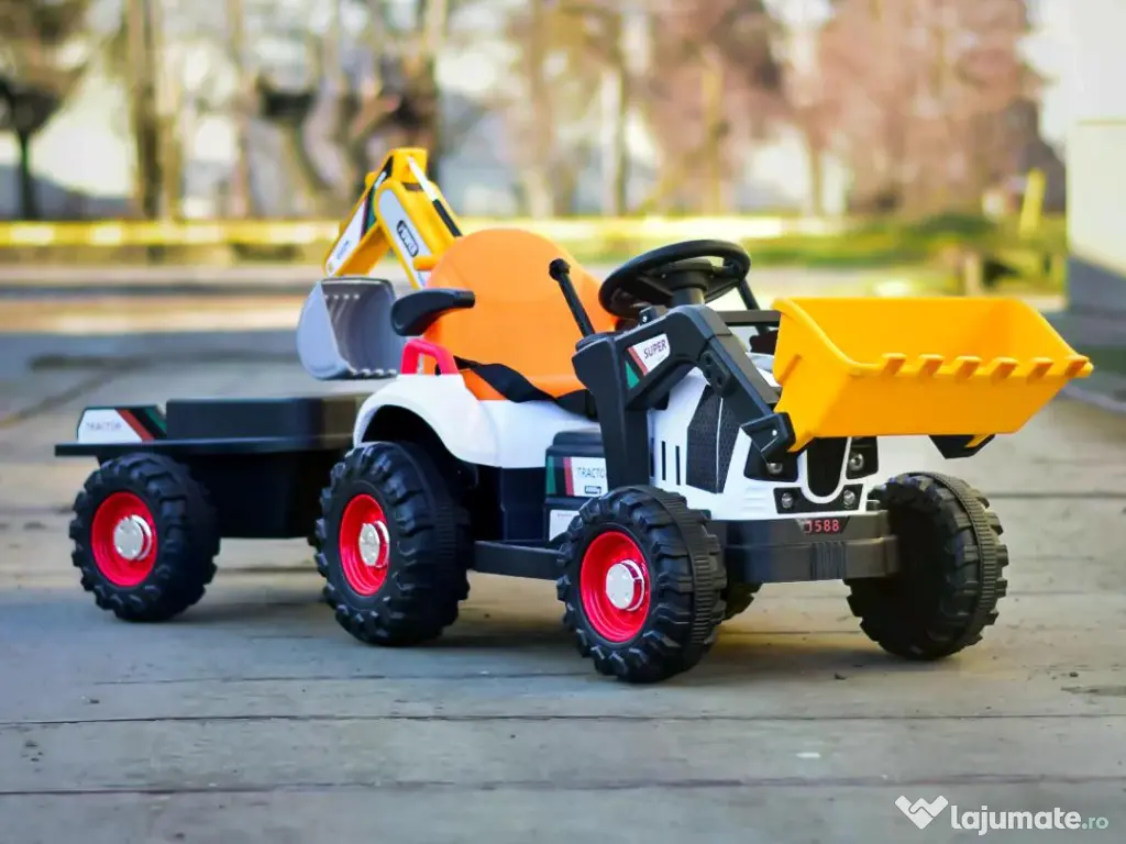 Tractoras electric pentru copii Kinderauto BJEJ1588E 2x35W, 12V White 