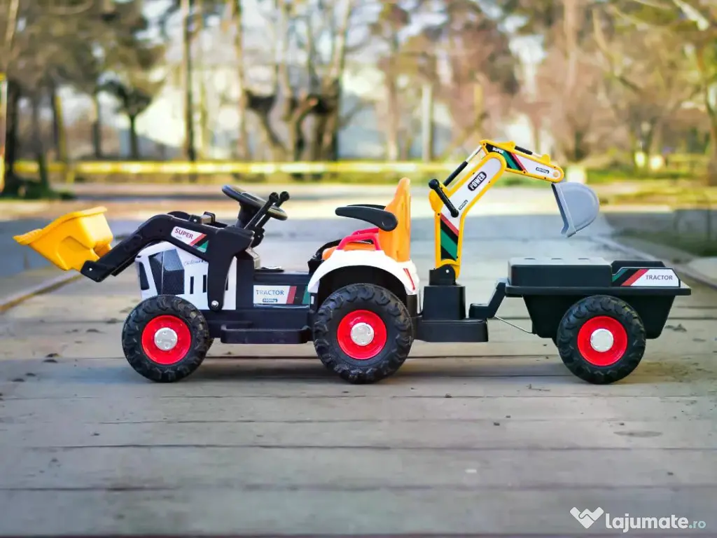 Tractoras electric pentru copii Kinderauto BJEJ1588E 2x35W, 12V White 