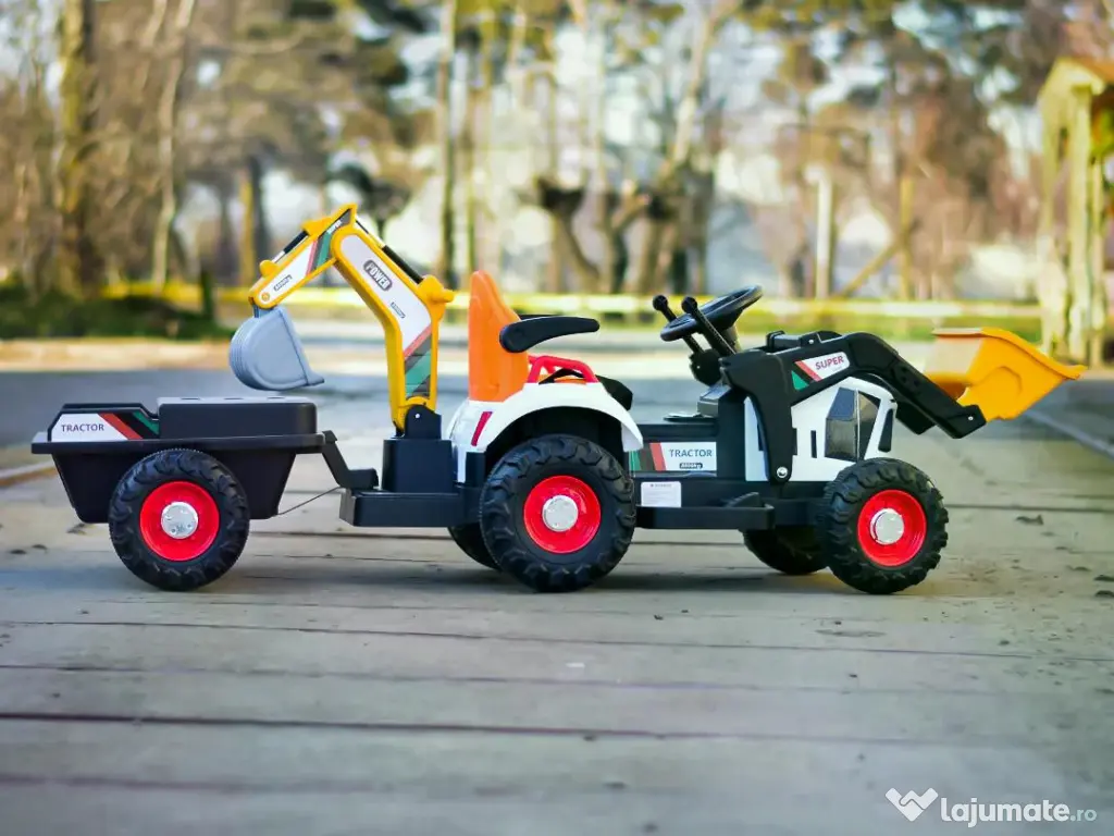 Tractoras electric pentru copii Kinderauto BJEJ1588E 2x35W, 12V White 