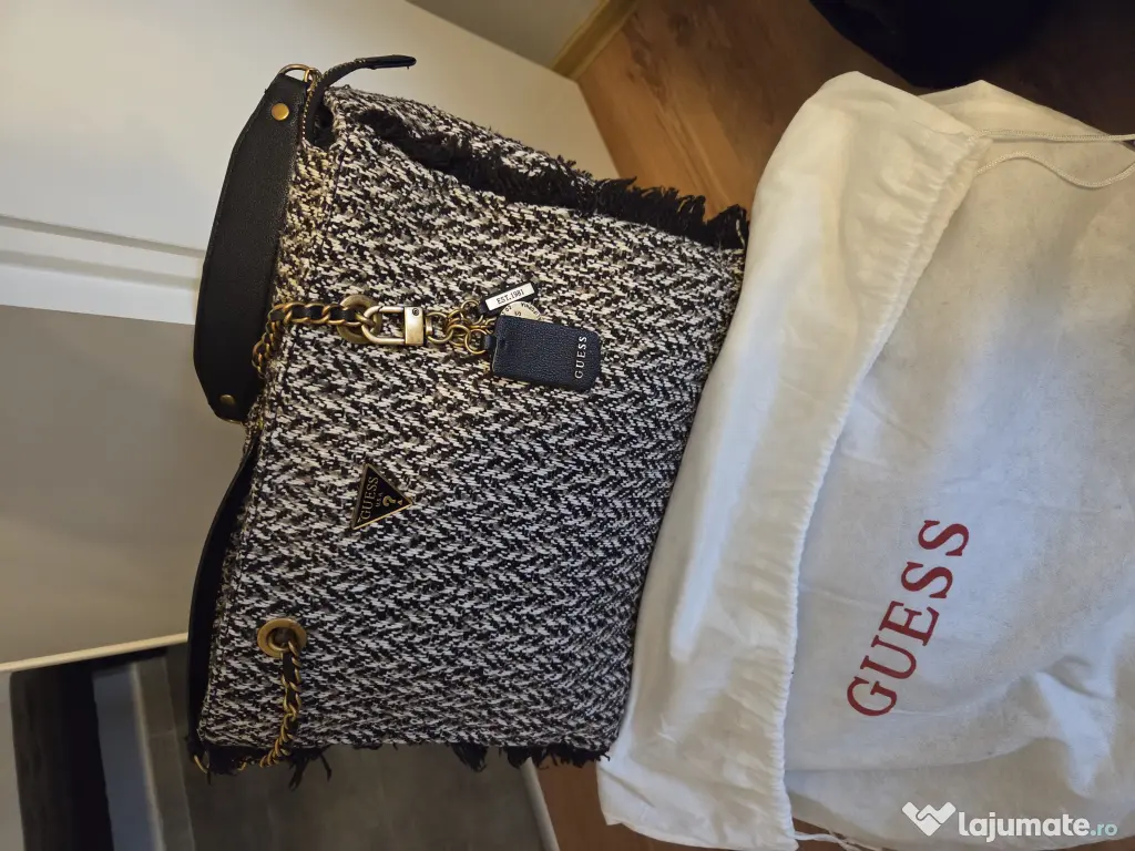 Geanta GUESS Originala Model Tweed & Chain | Eleganta | Dustbag Inclus