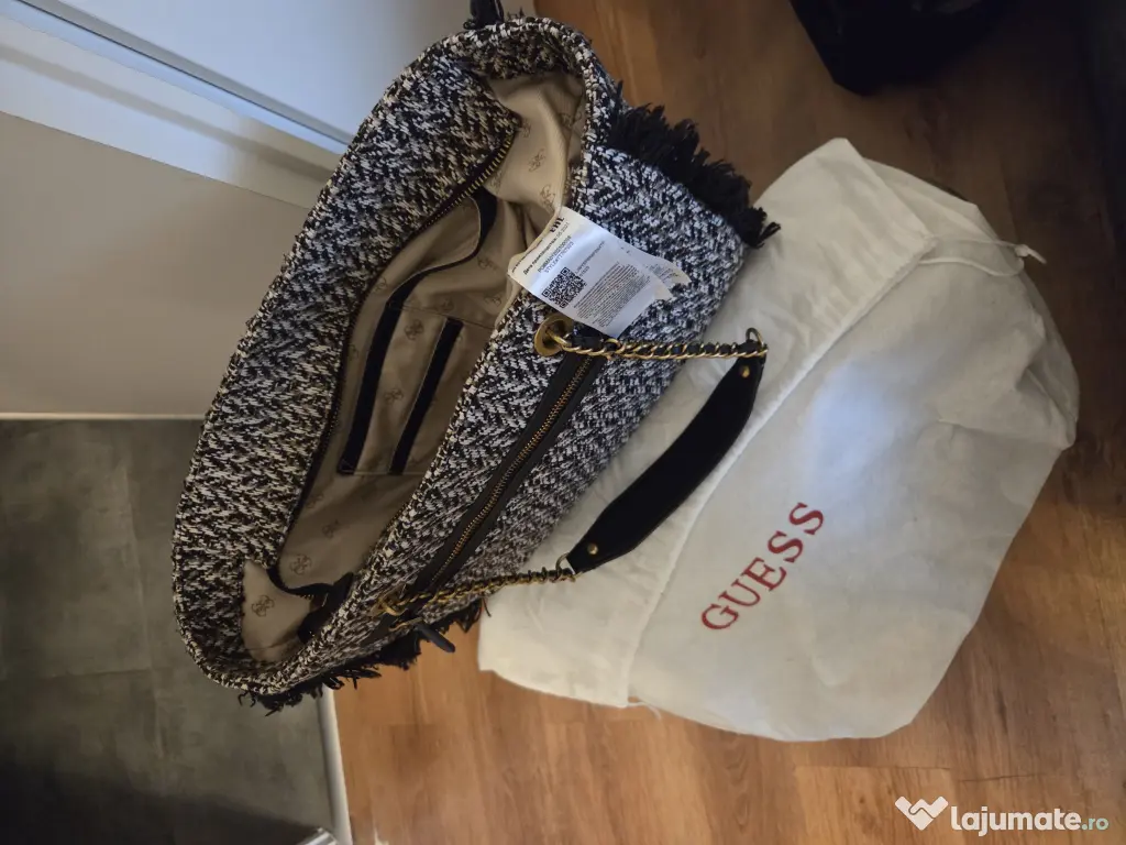 Geanta GUESS Originala Model Tweed & Chain | Eleganta | Dustbag Inclus