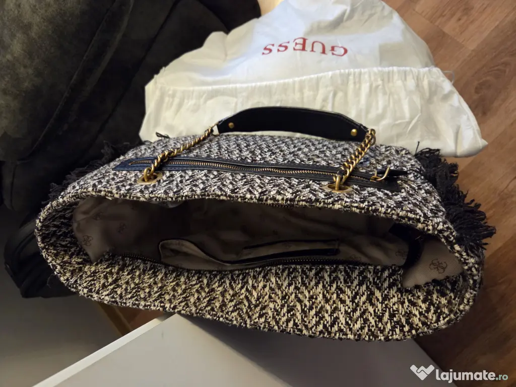 Geanta GUESS Originala Model Tweed & Chain | Eleganta | Dustbag Inclus
