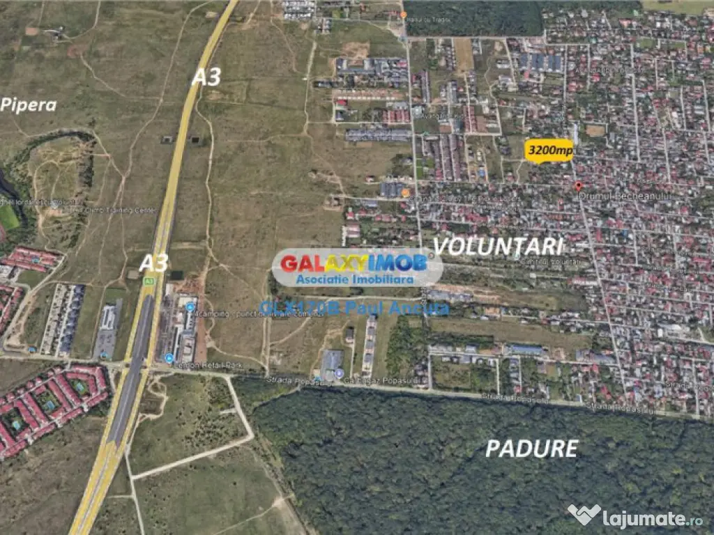 Teren 3200 mp Voluntari str Becheanului la sosea utilitati 