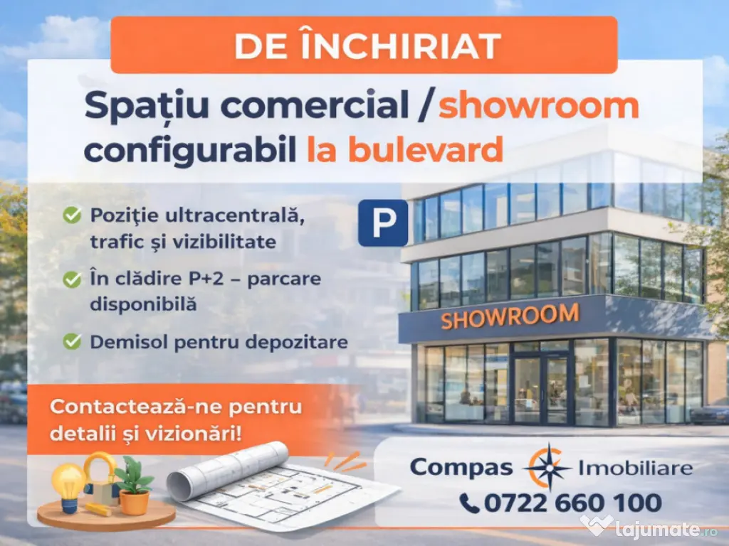 Spatiu comercial D+P+2 VAD, VIZIBILITATE ZONA Galeria Mall 