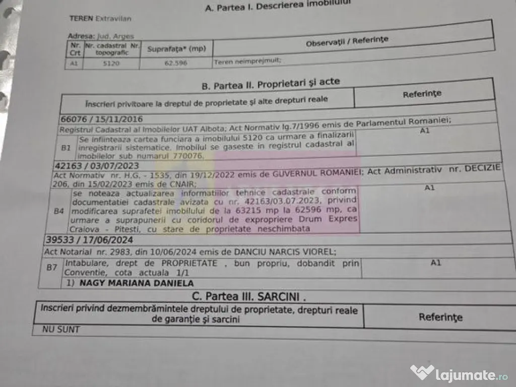 6,26 ha lângă DEx12 Pitești | 2,95 €/mp | acces DJ P... 