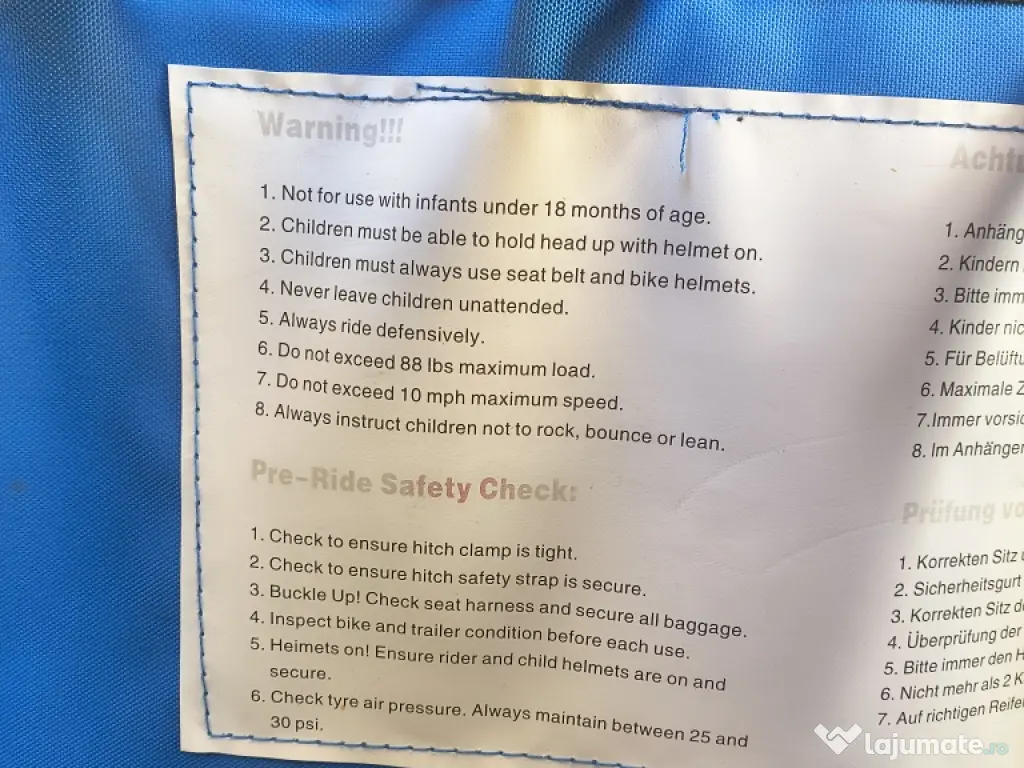 Vând remorcă pt. bicicletă 