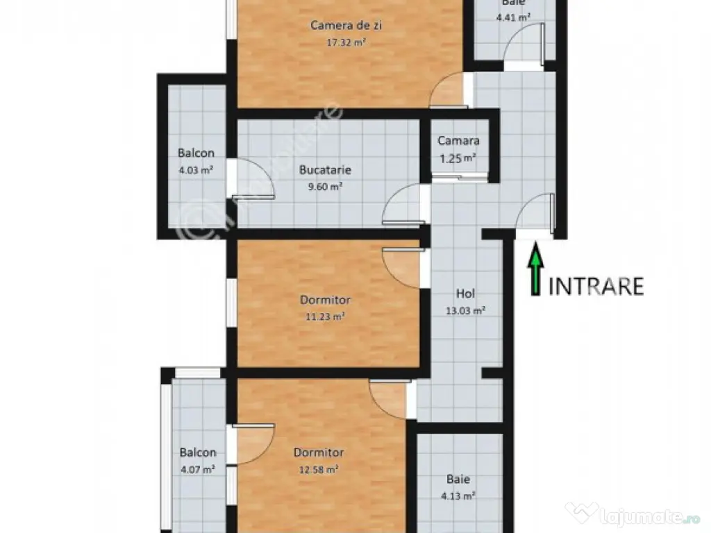 Apartament cu 3 camere 2 bai 2 balcoane etaj 2 zona Turnisor 