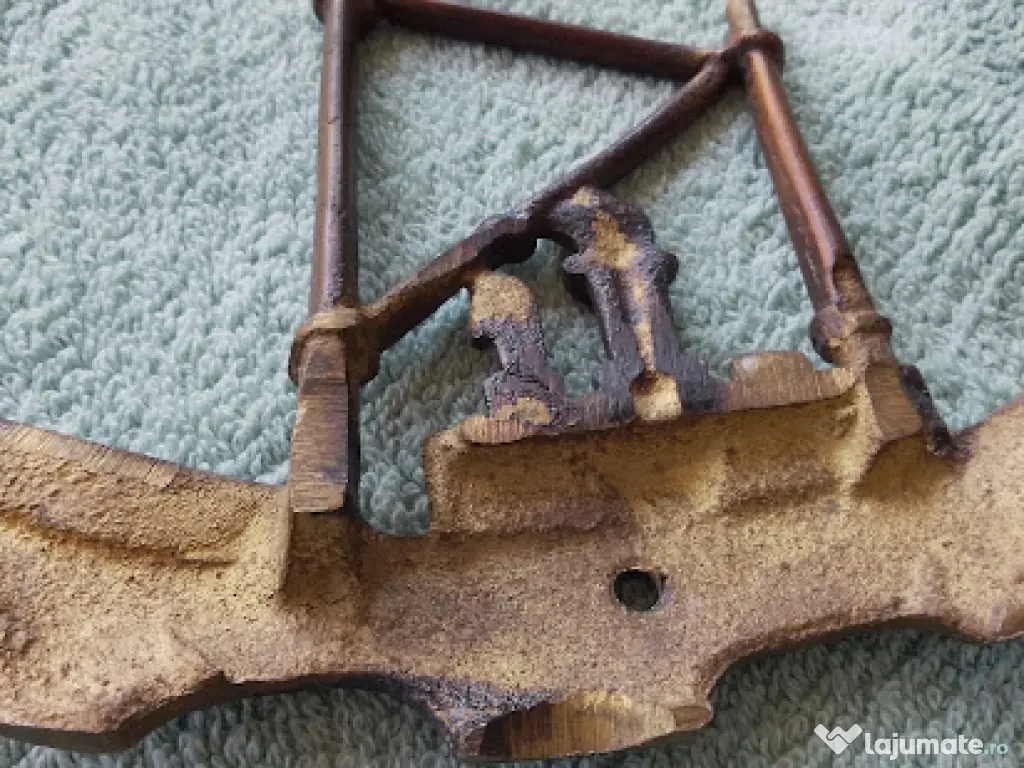 Machetă Vapor Epocă Alamă Masivă 1.74kg Soclu Marmură Navă Vele/Aburi 