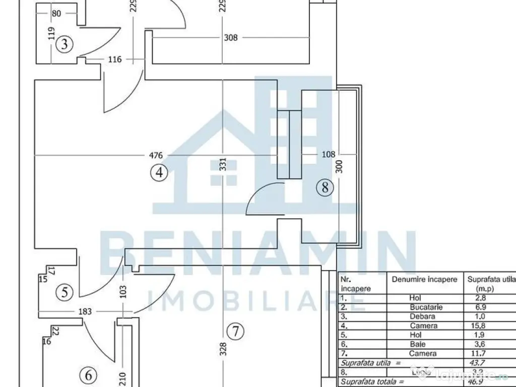 2 camere - etaj 1 - 47mp - Calea Bucuresti - Institut 