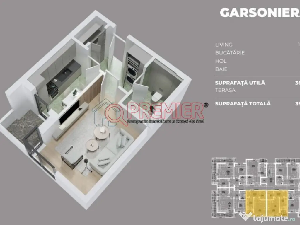 Oltenitei - Parc Laurentiu Raiciu - Garsoniera decomandata 