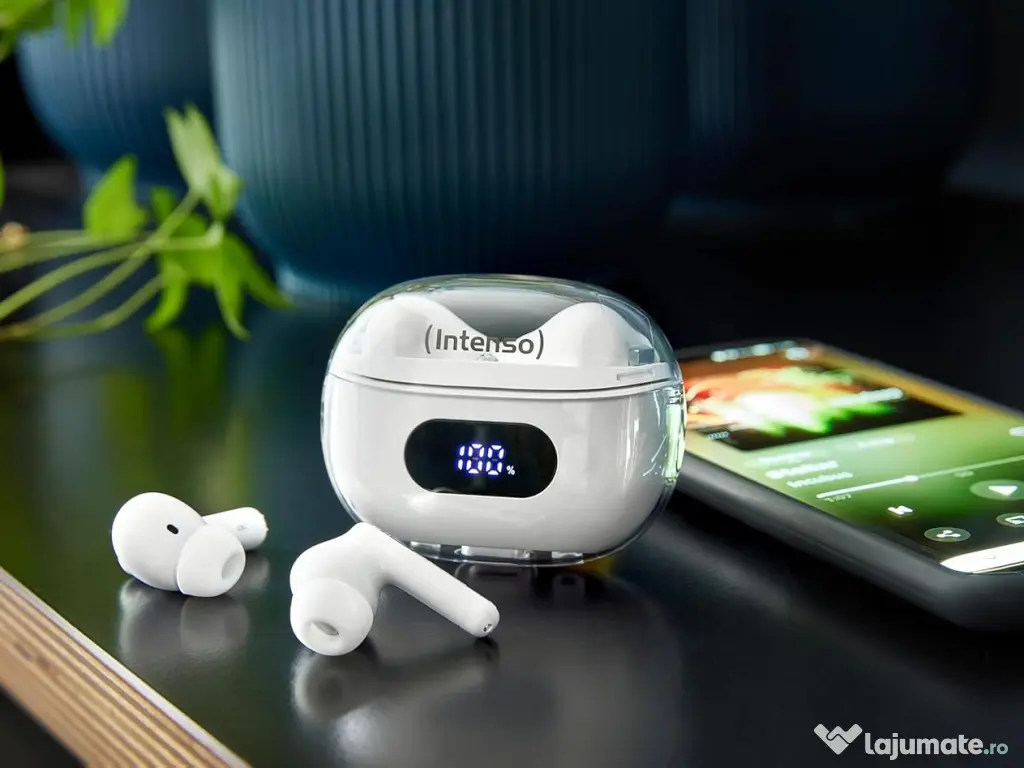 Casti wireless in-ear Intenso Buds Plus - Albe 