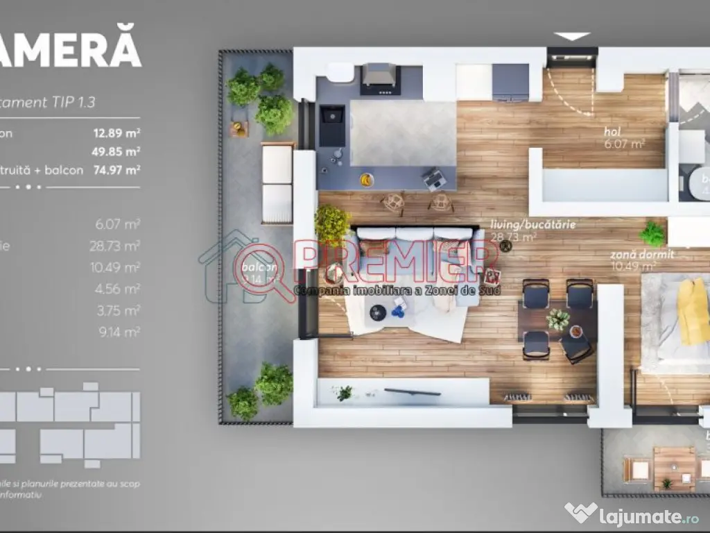 Berceni - Brancoveanu - 2 camere mobilat si utilat 