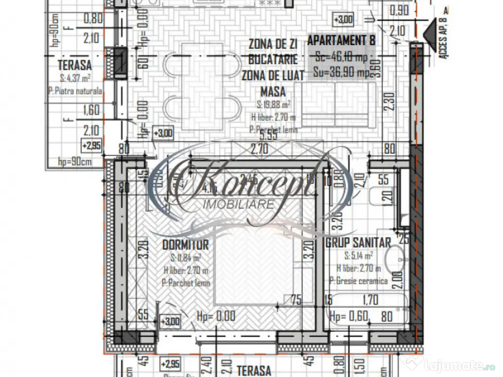 Apartament luminos in Baciu, imobil tip vila nou 