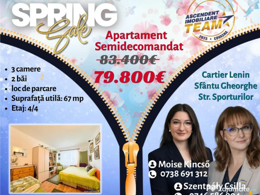 FILMTUR 3D!! Apartament cu 3 camere luminos, loc parcare, zo 