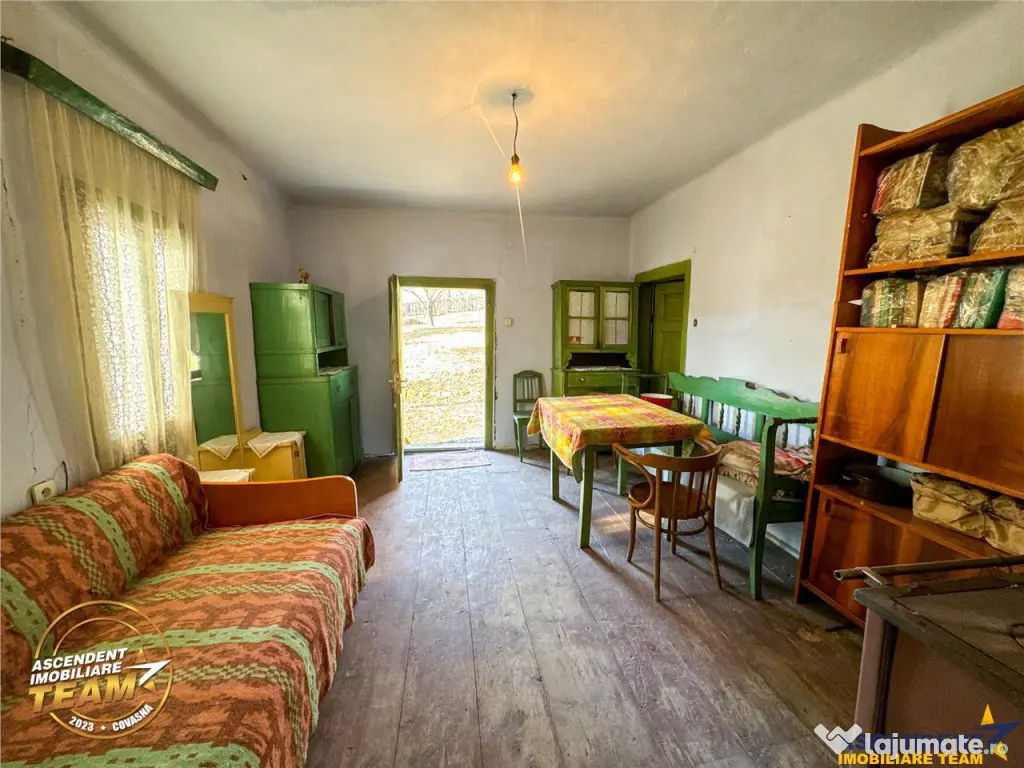 Film! Casa din lemn,cu doua camere, pe domeniu de 2.819 mp, 