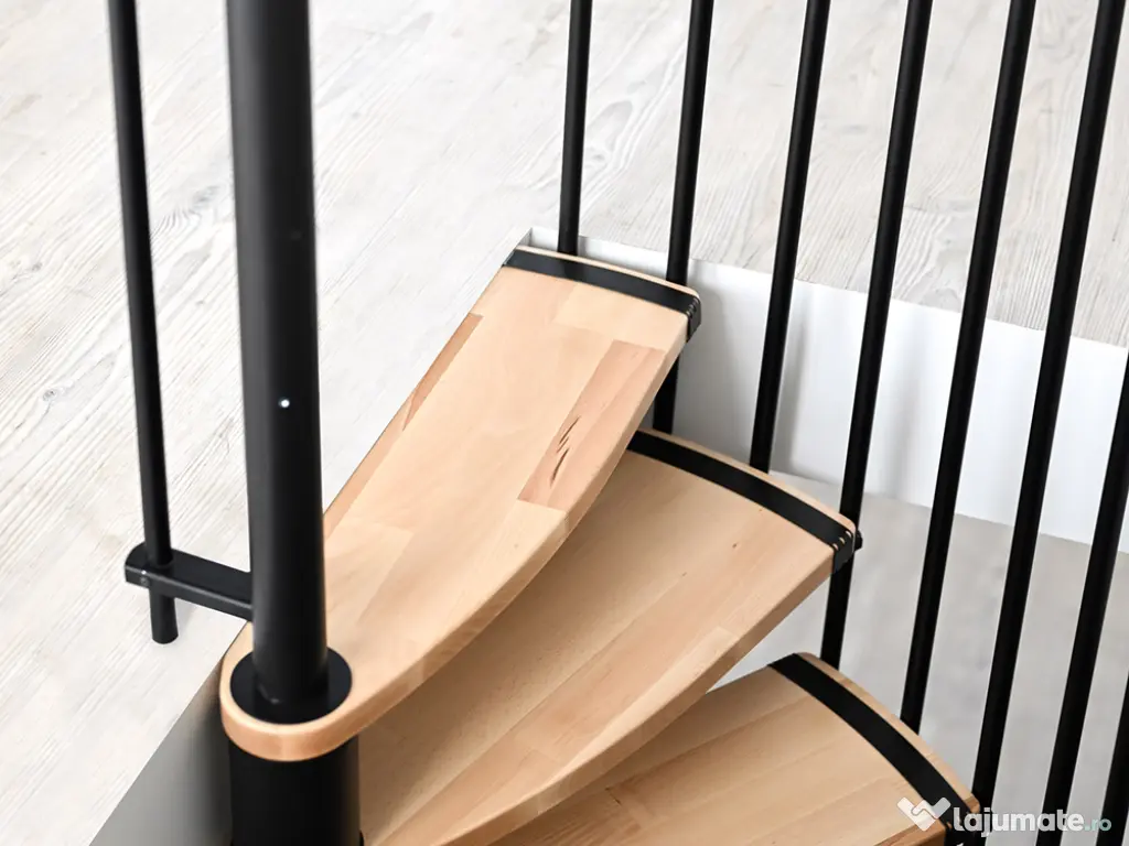 Scara Claria - spirala eleganta, lemn fag + structura metal 