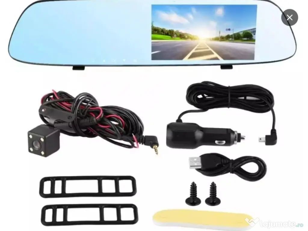 Oglinda retrovizoare cu camera fata si marsarier, camera auto 