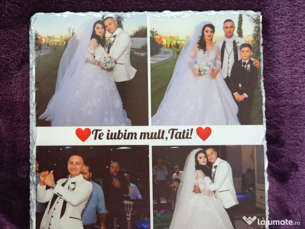 Tablou de piatra personalizata cu poza is text 