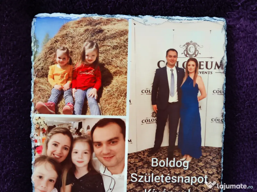 Tablou de piatra personalizata cu poza is text 