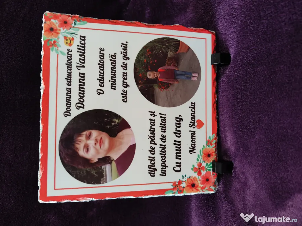 Tablou de piatra personalizata cu poza is text 