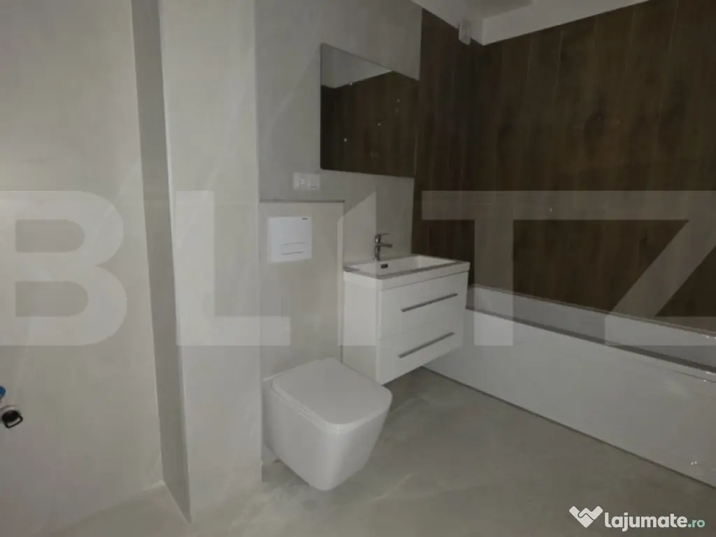 Apartament 3 camere, 62,65 mp, 2 băi, balcon 9,10 mp, finis