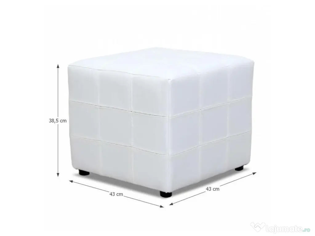 Taburet piele eco alba NELA-NOU SIGILAT 