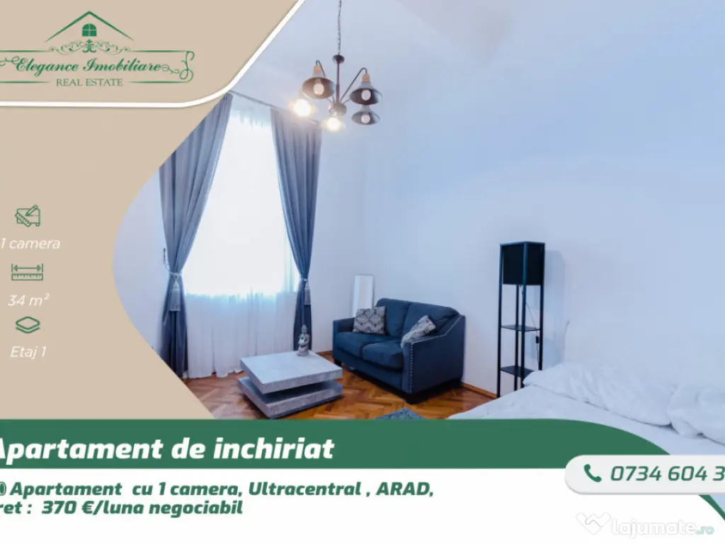 Apartament cu 1 cameră , zona Ultracentrala , Arad .