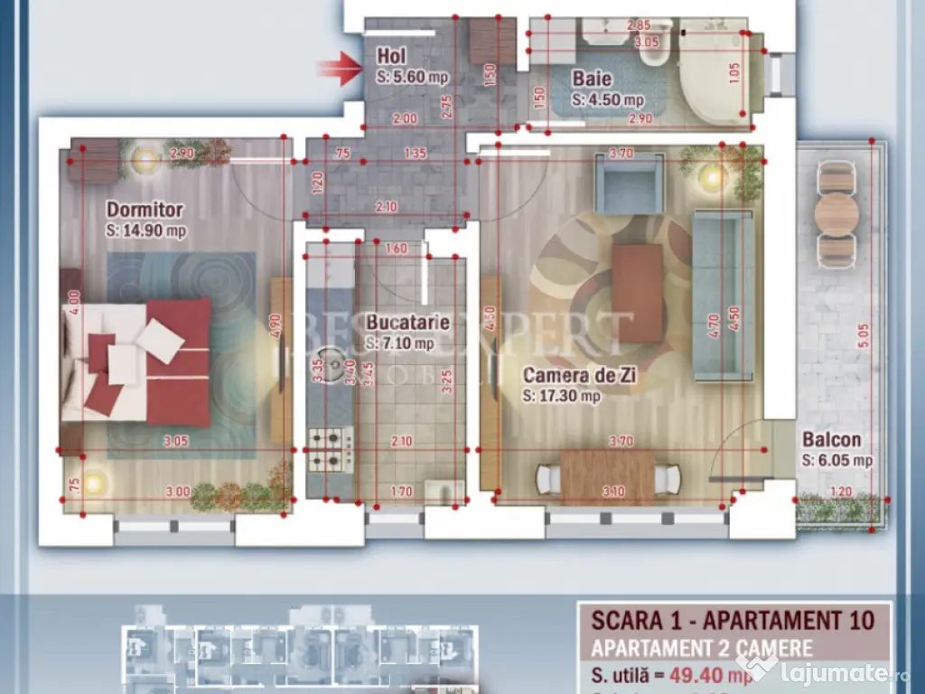 2 Camere Decomandat cu Parcare si Geam Baie la 2 min STB - F 