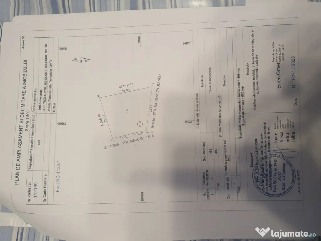 Teren intravilan la mare Tuzla 