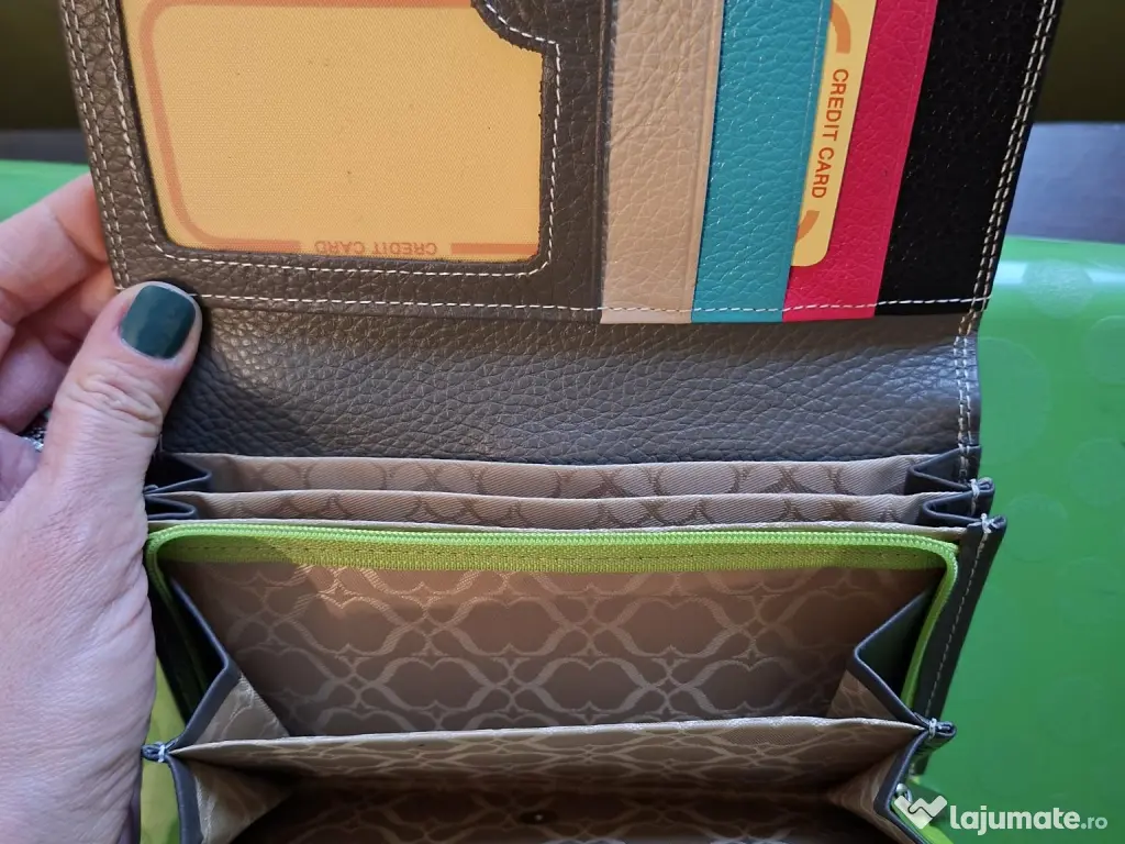 Portofel verde piele 