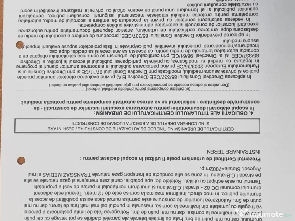 Teren intravilan de vânzare – 7.002 mp - Deschidere 70 m la bulevard | Mioveni 