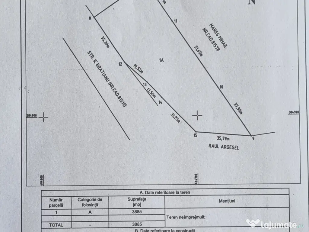 Teren intravilan de vânzare – 7.002 mp - Deschidere 70 m la bulevard | Mioveni 