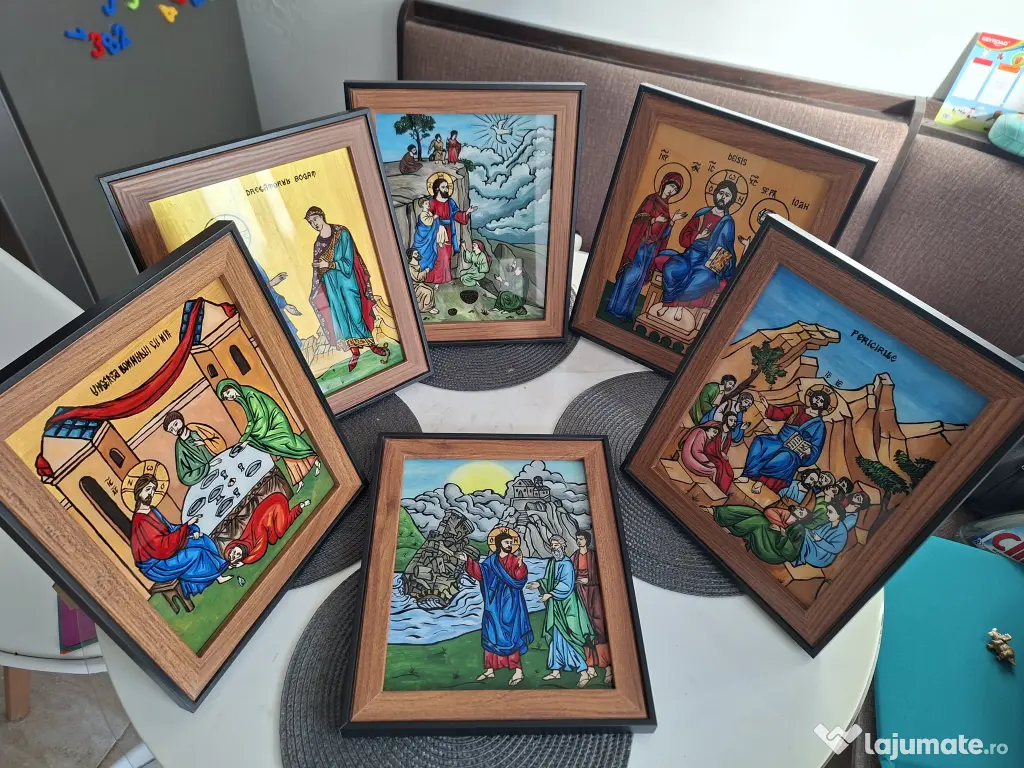 Icoana pe sticla, cu rama