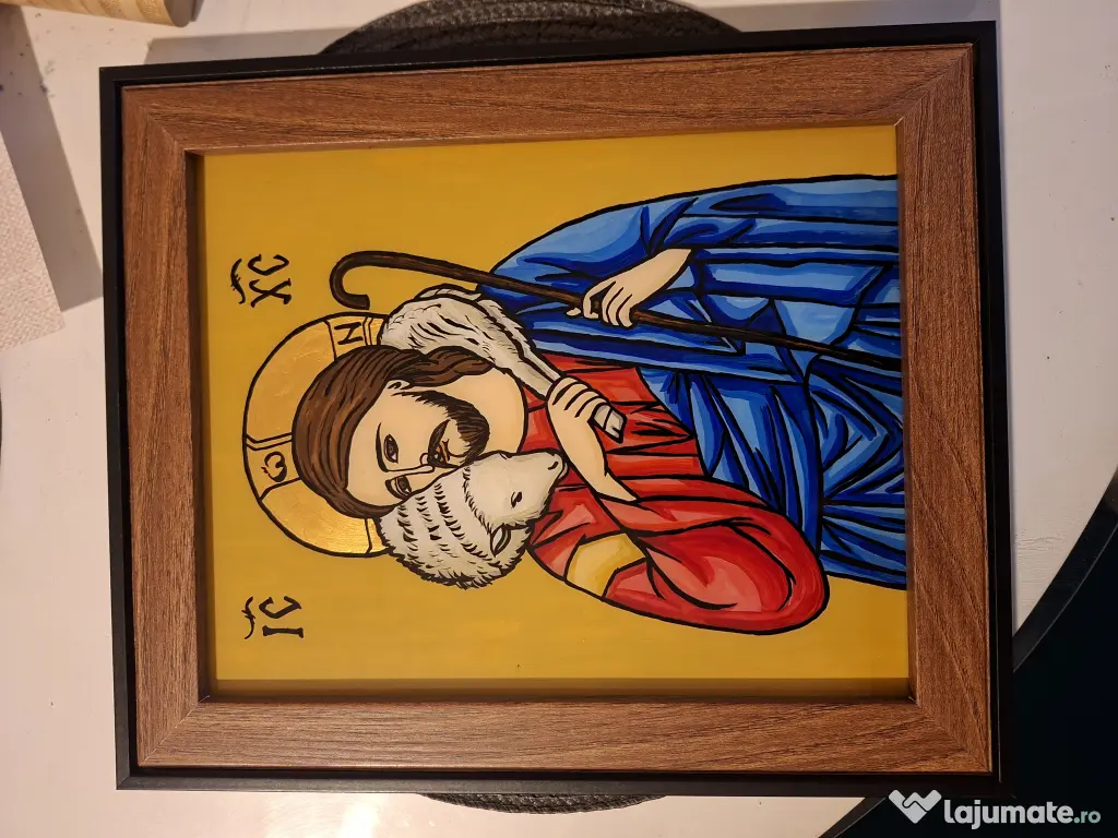 Icoana pe sticla, cu rama