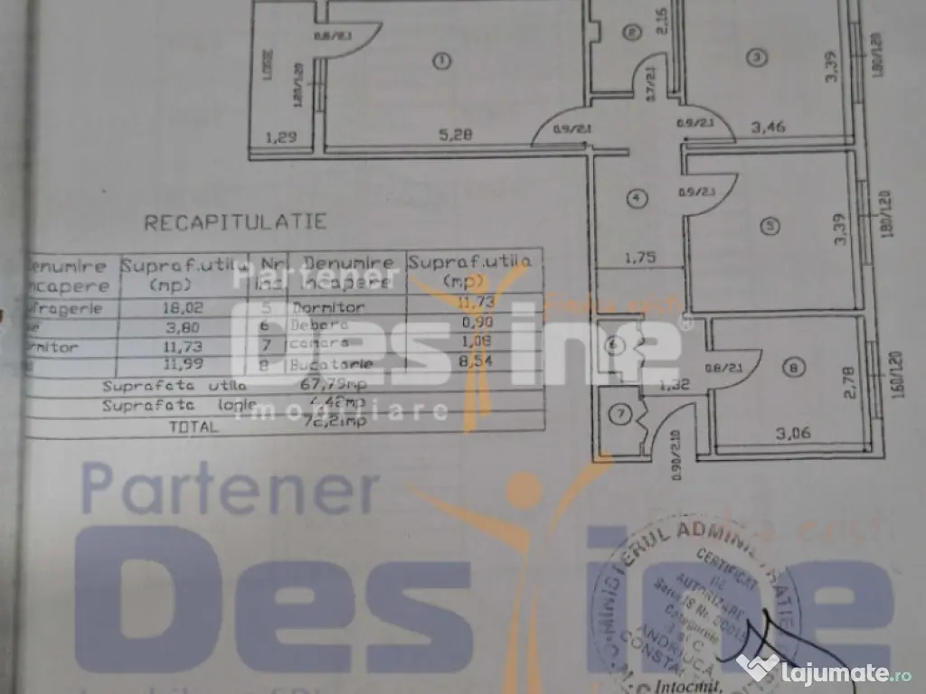 Apartament 3 camere Decomandat, 72 mp, Zona MIRCEA CEL BATRA 