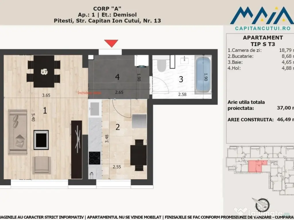 Garsoniera | Negru Voda | Langa Padure | Pitesti | Finisaje 