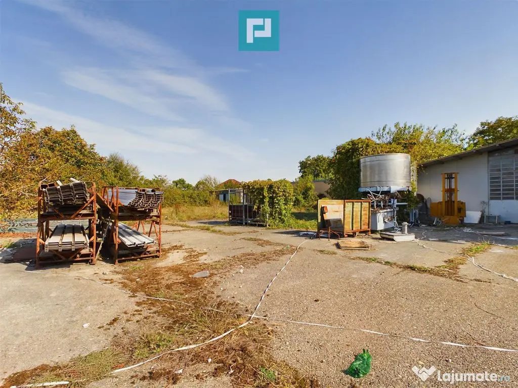 Spațiu industrial cu platformă betonată și teren 