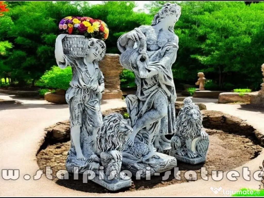 Set cinci statuete, gri patinat, model S94.