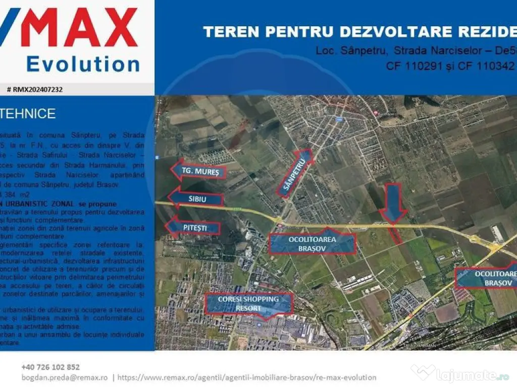 DE VÂNZARE|Teren Sânpetru - REZIDENTIAL/COMERCIAL - com...