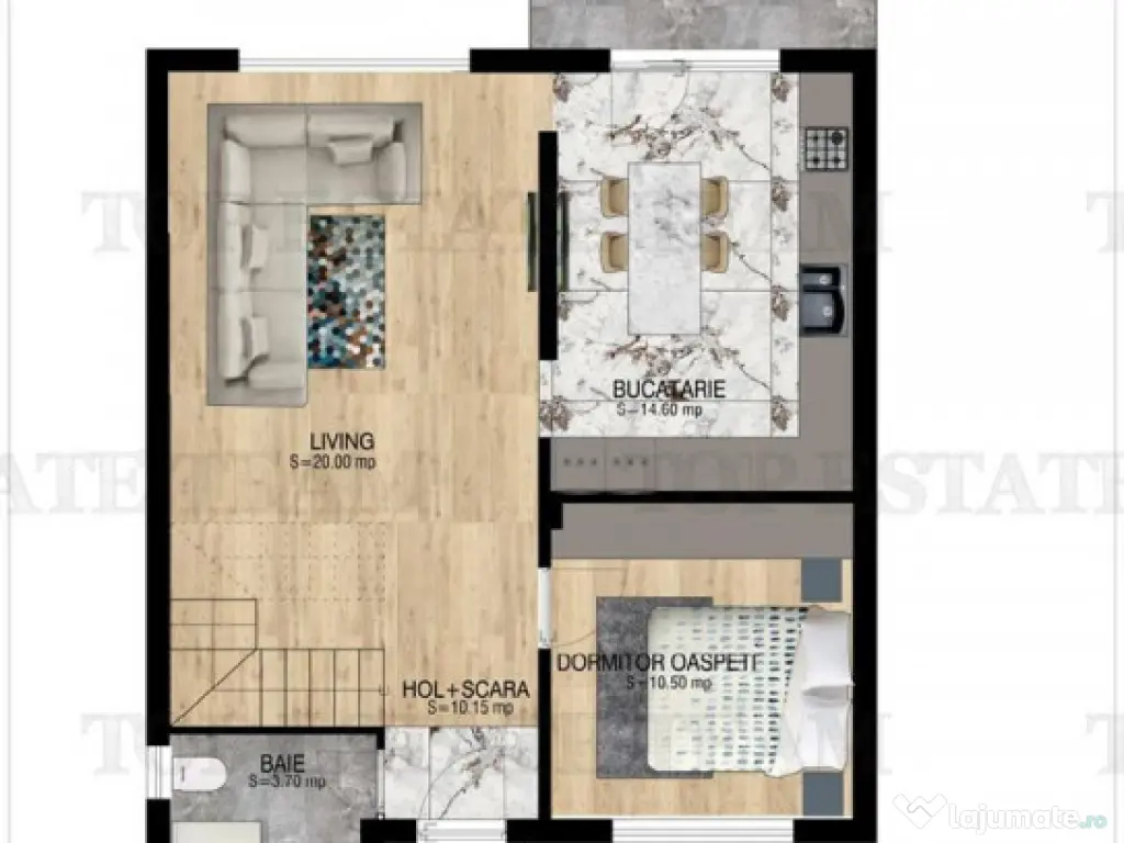 Vila moderna individuala cu 4 camere , 3 bai , Living open s 