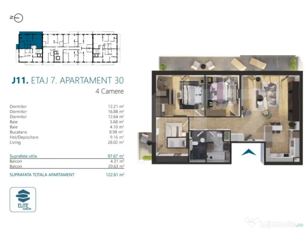 Apartament cu 4 camere, 98 mp, Ansamblu Rezidential, zona RI