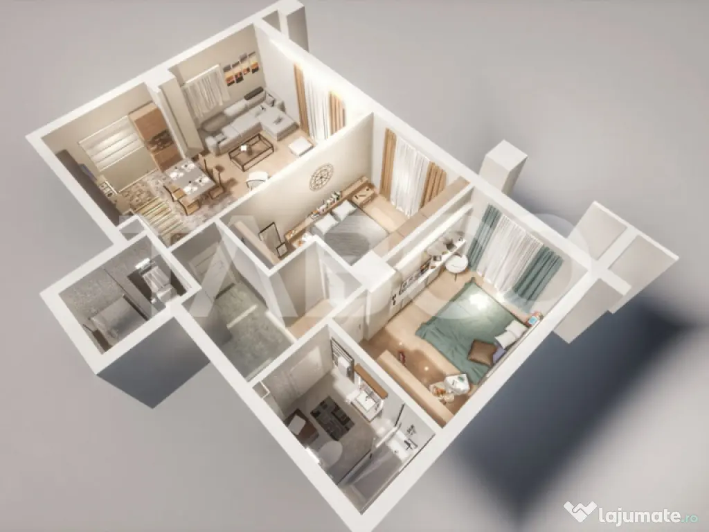 Apartament decomandat 3 camere 2 bai - bucatarie separata -