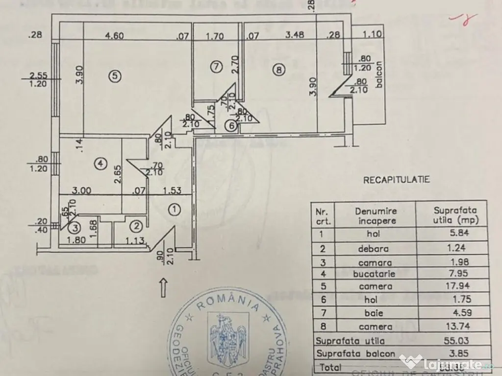 DEMOCRATIEI-2cam modernizat, 1A,3/4, mob+util - 83000 euro 